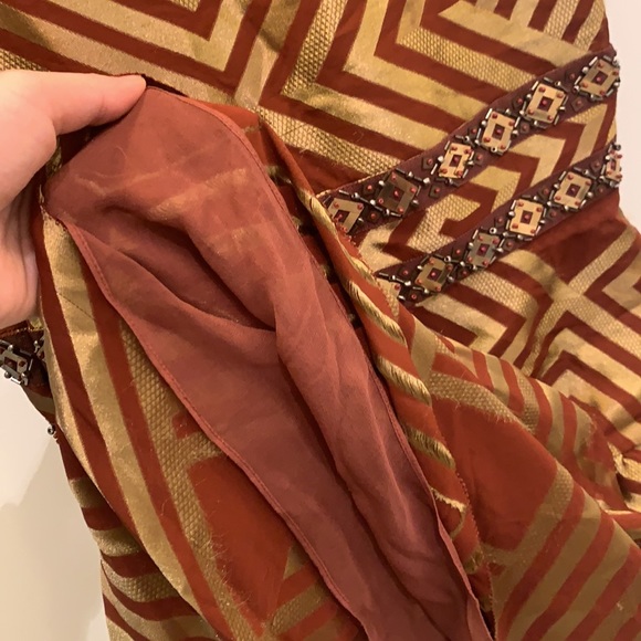 Diane von Furstenberg Brown Beaded Print Night Out Dress - Picture 9 of 11